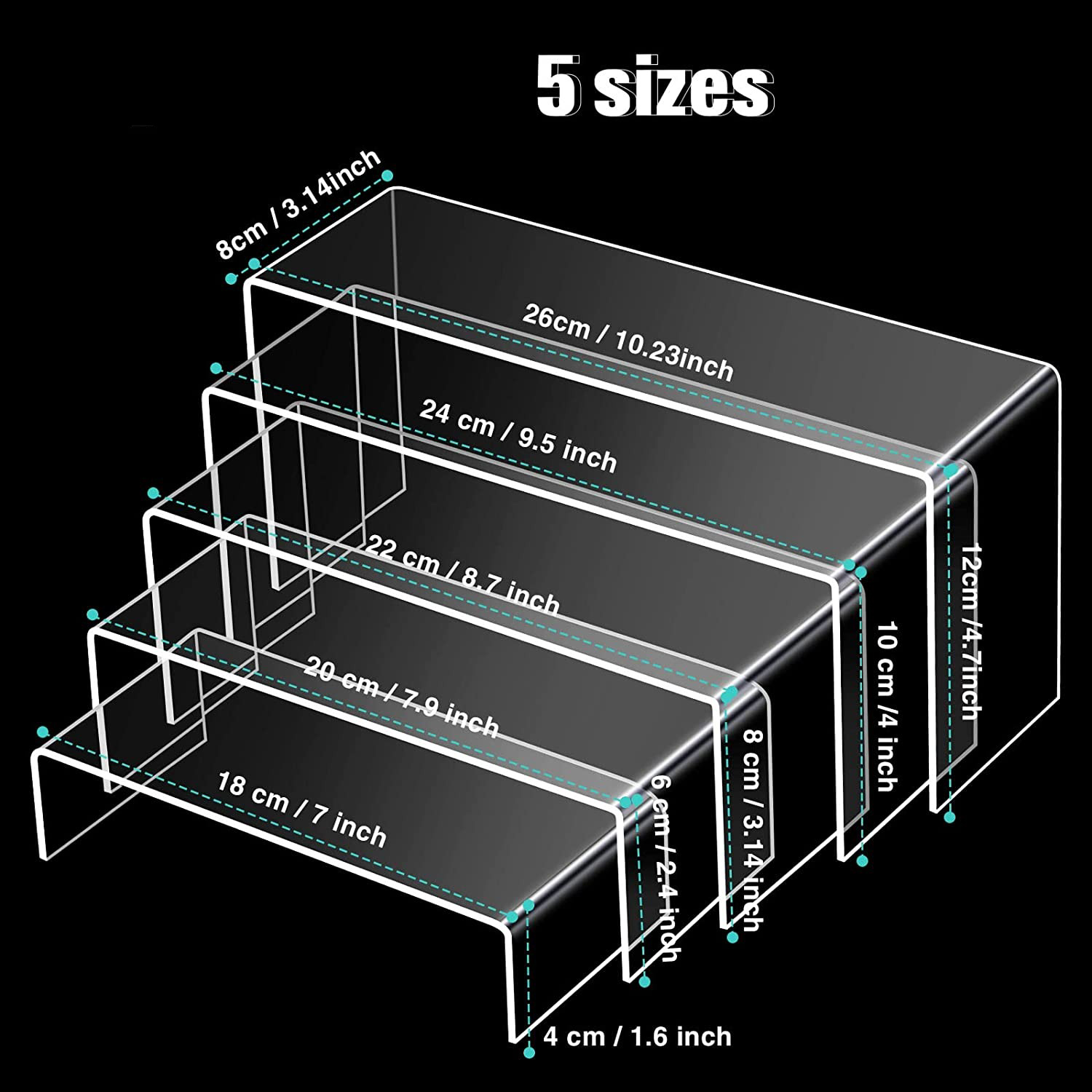 Pop Display Shelf - Clear Rectangular Acrylic Display Risers, Assemble