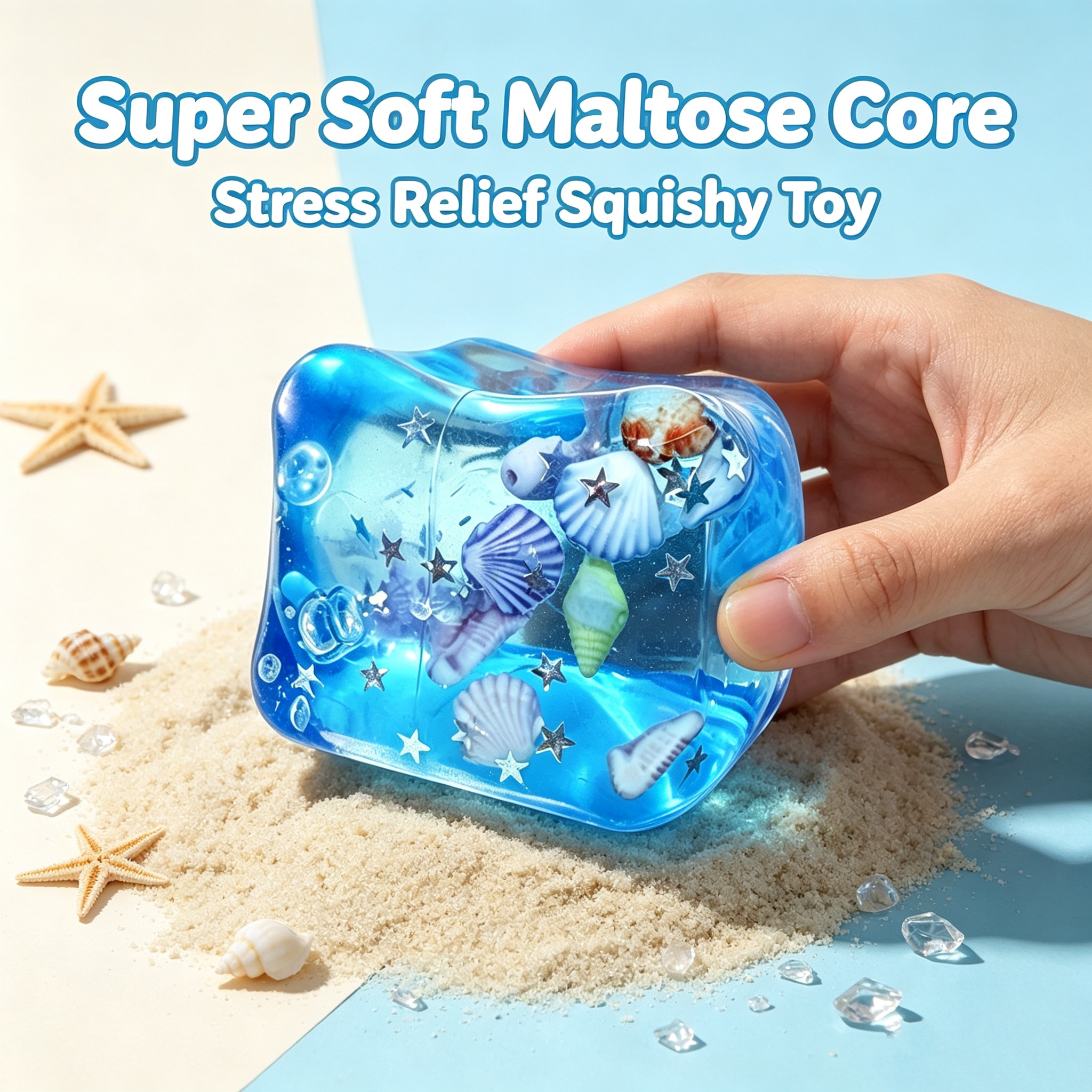 Fidget Cube Original - Ocean Shell Squishy Stress Balls Transparent
