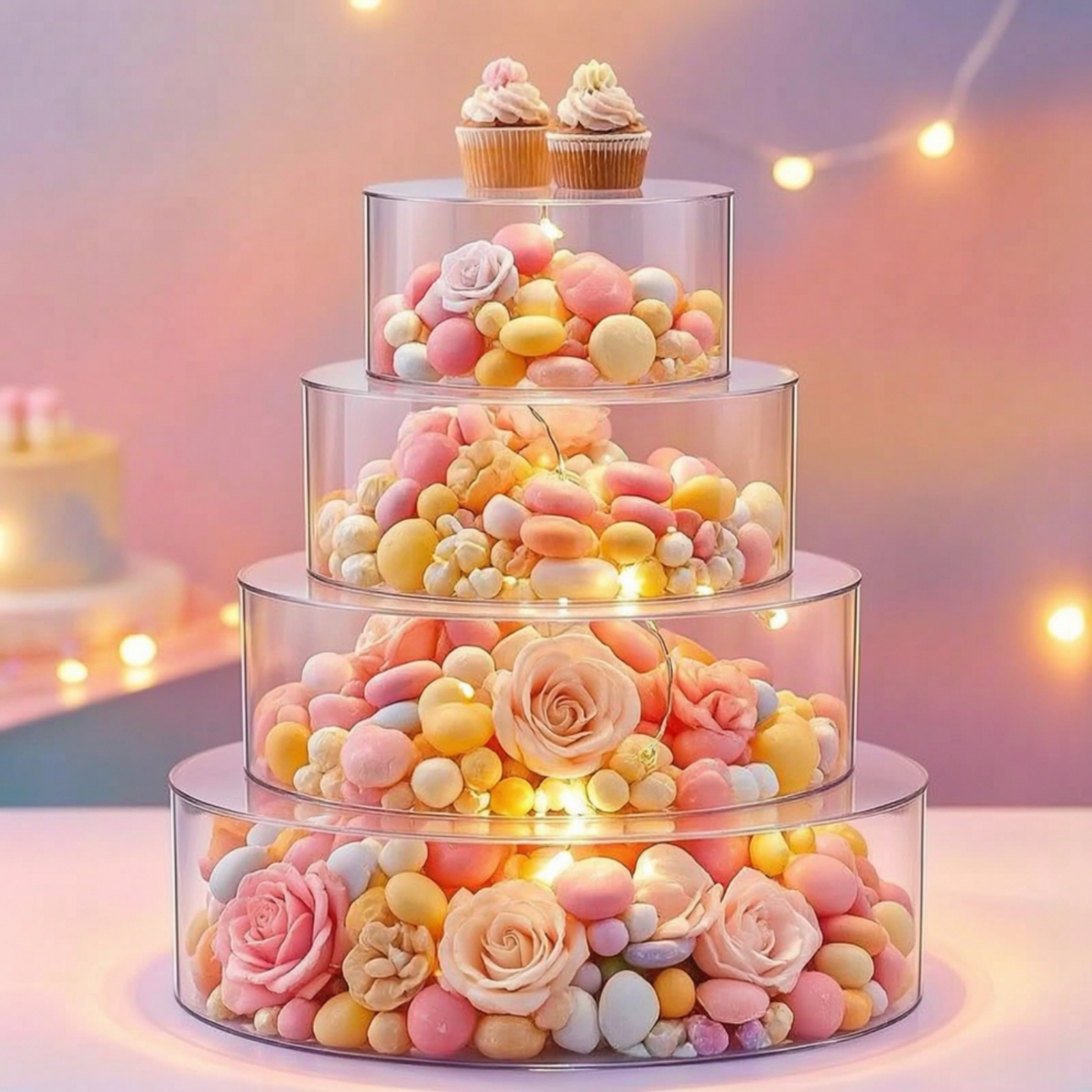 4 Pieces Cake Display Cylinder – Display Risers Set recenzja i cena