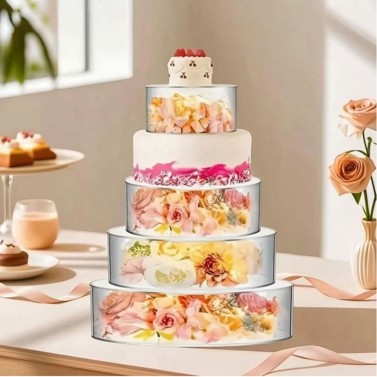 4 Pieces Cake Display Cylinder – Display Risers Set recenzja i cena