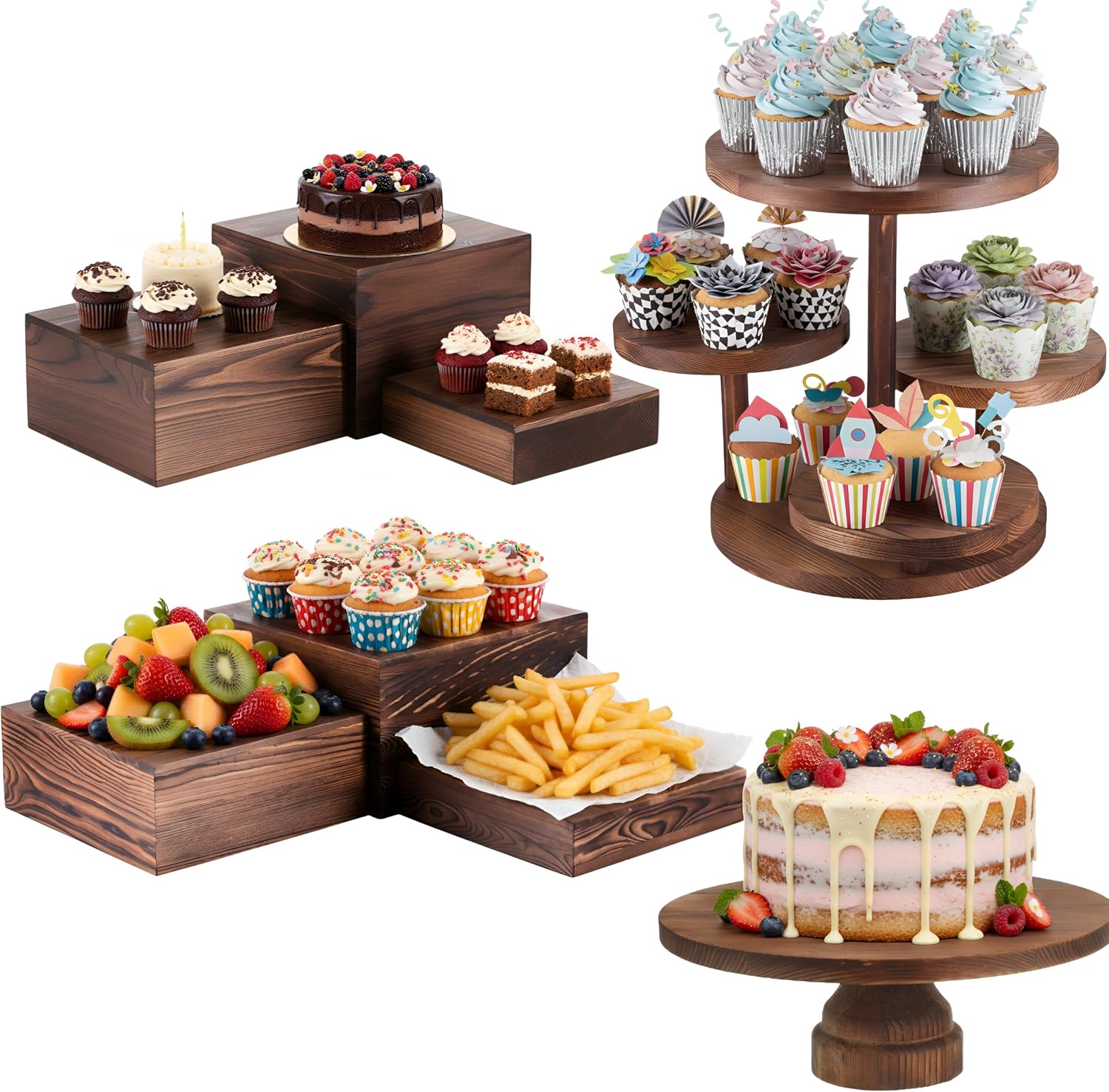 4 Tier Round Cupcake Tower Sta – Display Risers Set recenzja i cena
